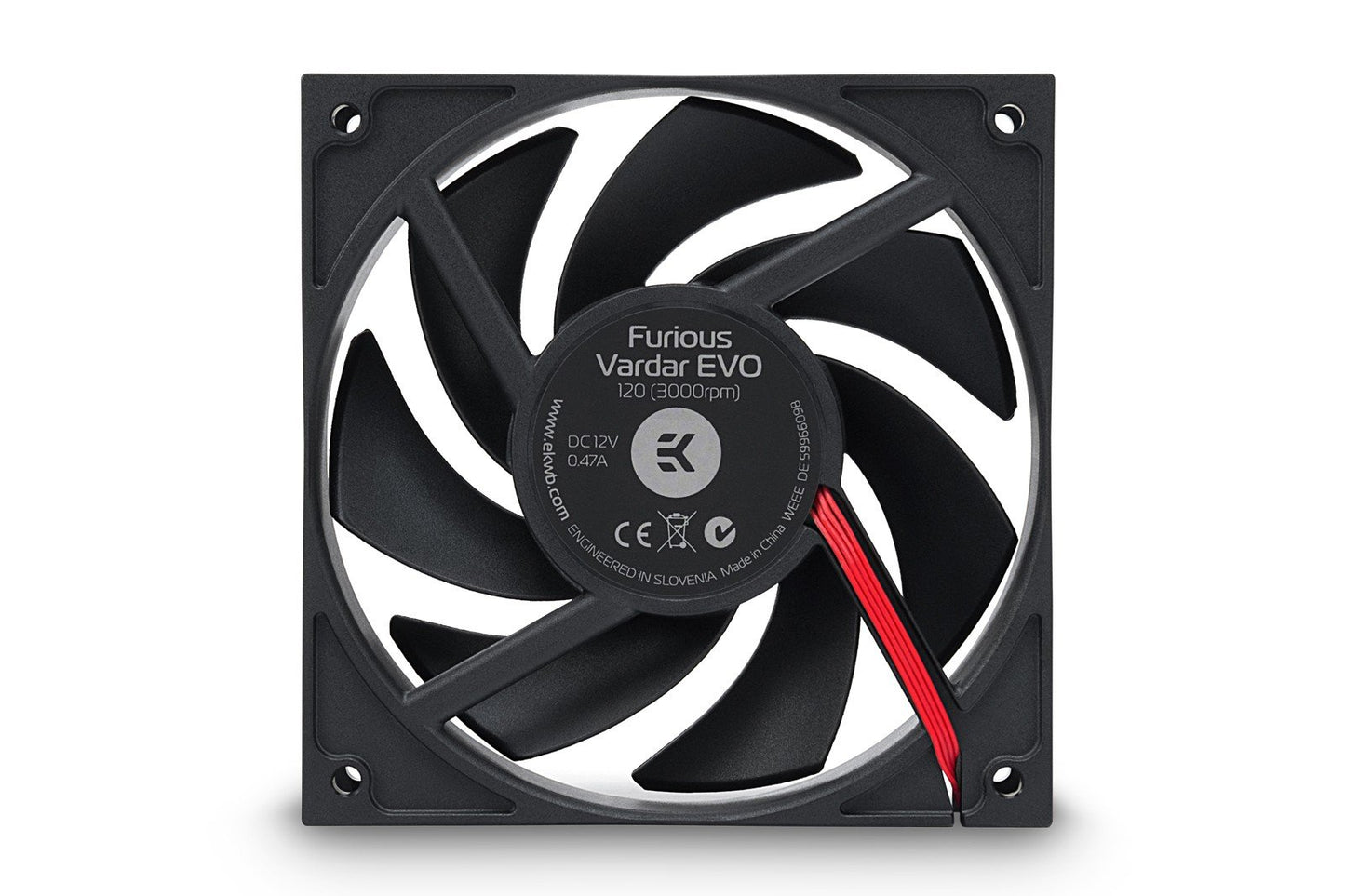 EKWB EK-Furious Vardar EVO 120 PWM 120mm Fan, 3000 RPM, 2-Pack