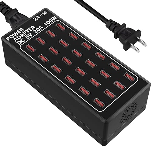 USB Charging Station, 100W/20A 24 Port Desktop Multiple Device Charger Station, Multi Ports Fast Phone Charging Station Organizer, Suitable for School