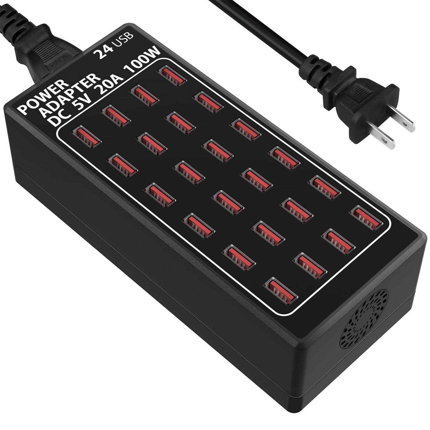 USB Charging Station, 100W/20A 24 Port Desktop Multiple Device Charger Station, Multi Ports Fast Phone Charging Station Organizer, Suitable for School