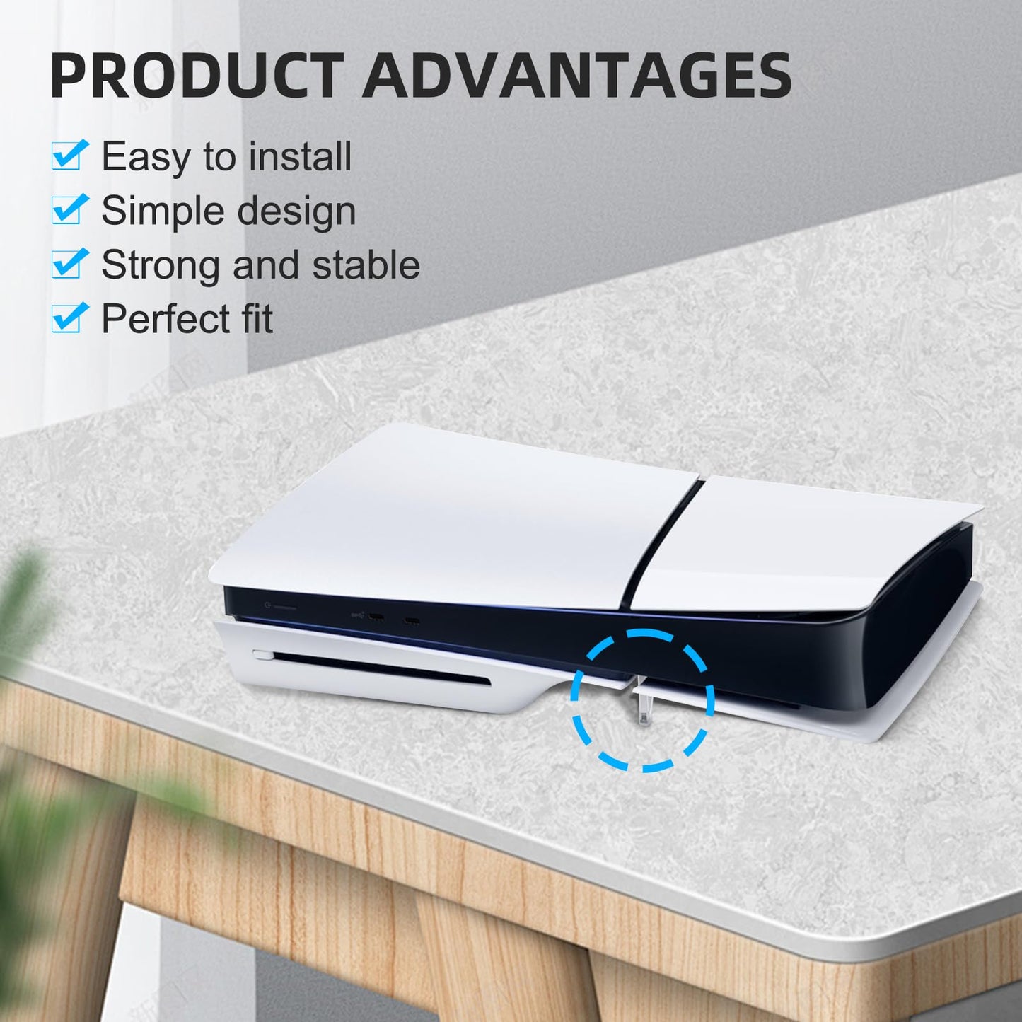 YIBEICO Stand for PS5 Slim,Horizontal Stand Console Compatible with Sony PlayStation 5 Slim Disc Edition Accessories,Bracket Holder Flat