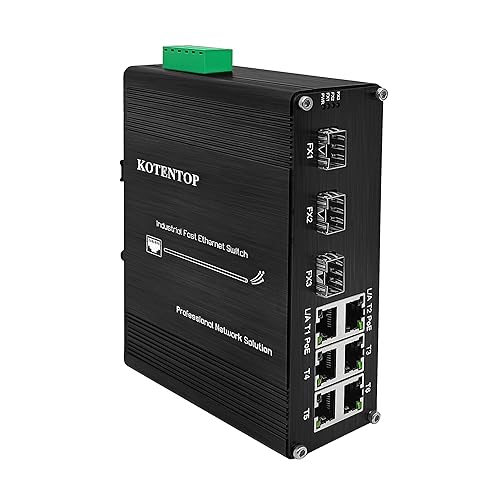 9-Port Unmanaged Industrial Ethernet Hardened Network Fiber Switch with 6 x 10/100Base-T RJ45 Plus 3 x 100Base-FX SFP,Support 12~48VDC, IEEE802.3af/at