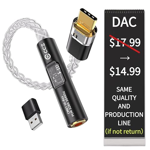 KB EAR 2026 Latest USB C DAC Audio Adapter with Headphone Amplifier, USB C to 3.5mm Audio Adapter for Wired Headphones, Hi-Res Type C DAC Compatible