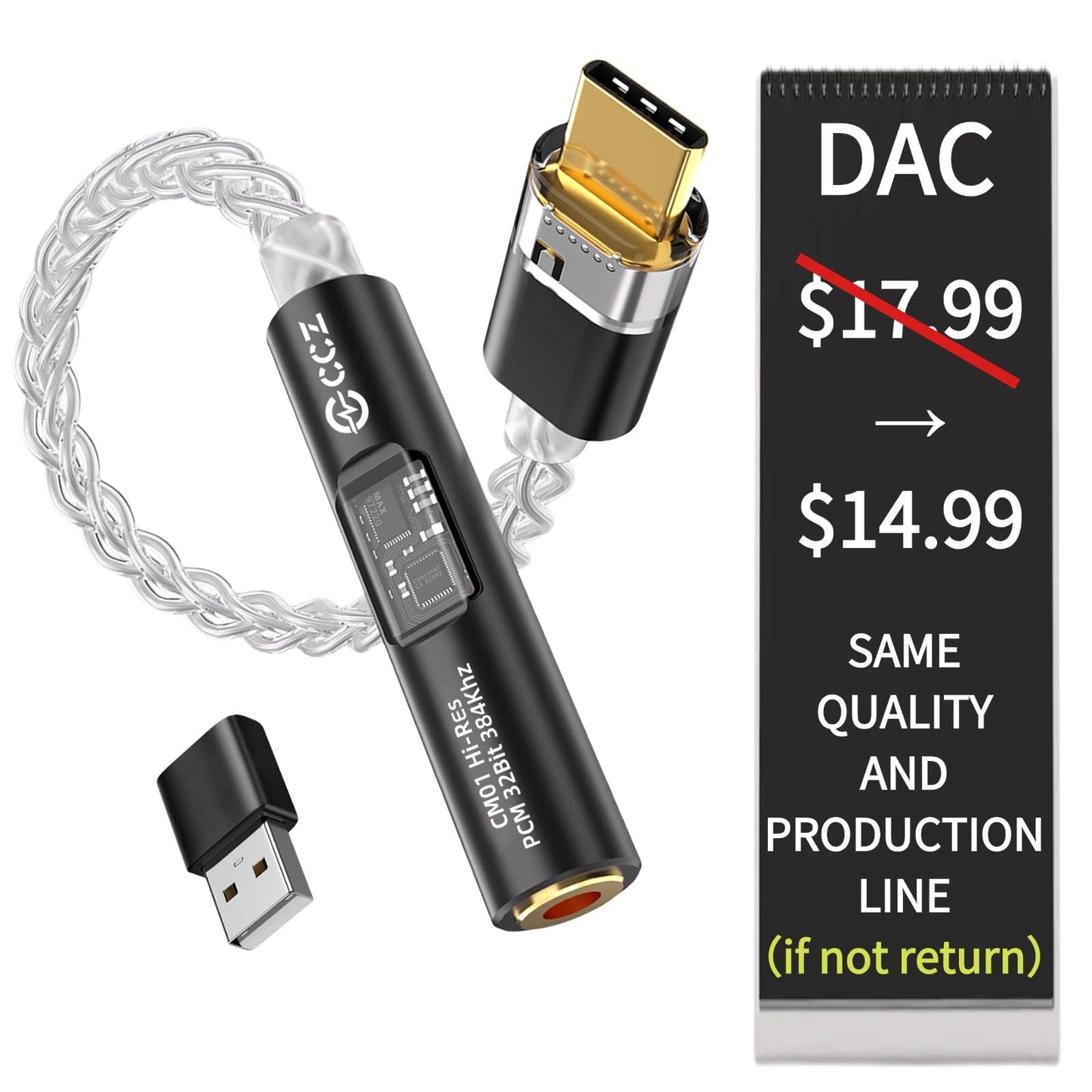 KB EAR 2026 Latest USB C DAC Audio Adapter with Headphone Amplifier, USB C to 3.5mm Audio Adapter for Wired Headphones, Hi-Res Type C DAC Compatible