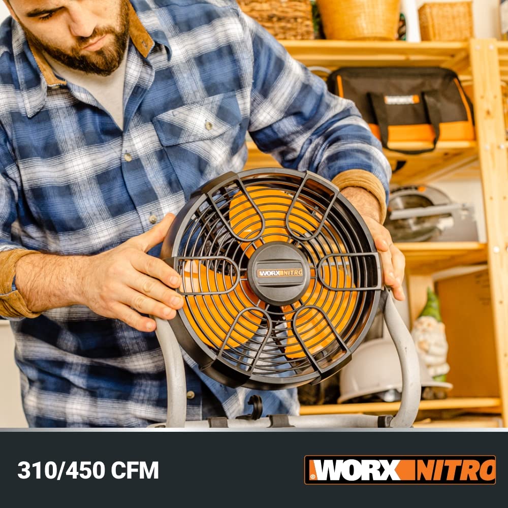 WORX Cordless Work Fan with Ready Charge, 20V Compact Fan, WX095L