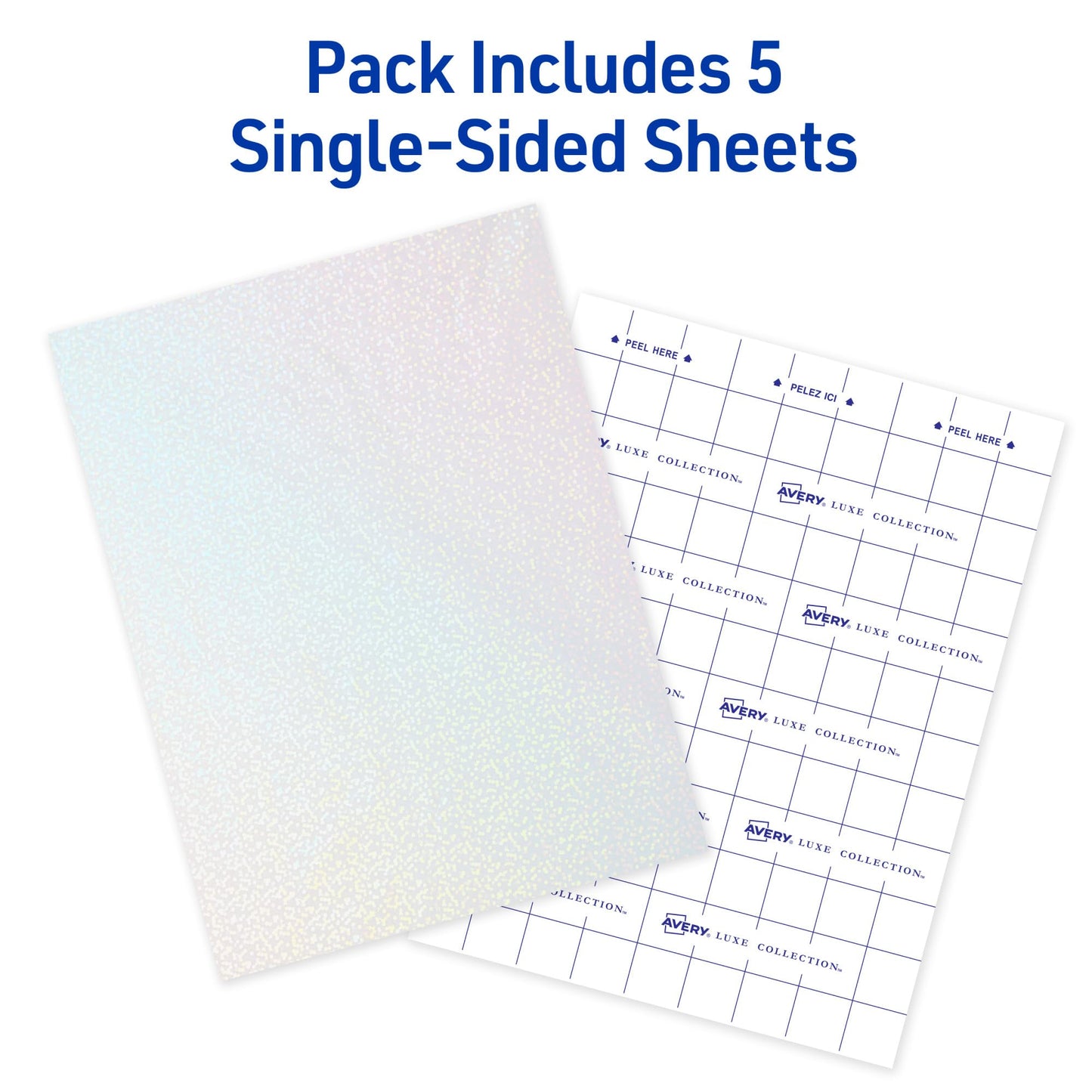 Avery Luxe Collection Holographic Laminating Sheets, Speckled Dots Design, 9" x 12", Self-Adhesive, 10 Holographic Laminate Sheets Total, Great