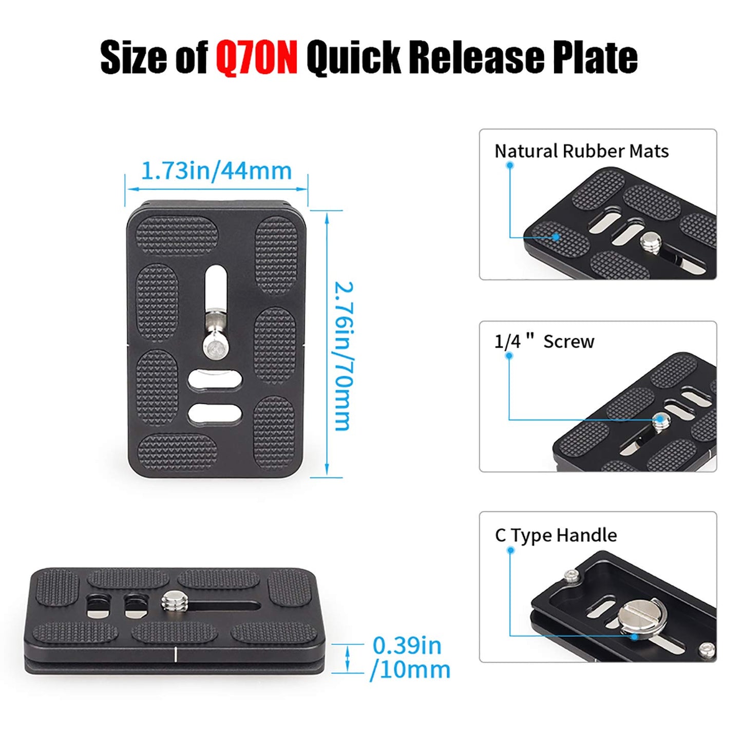INNOREL Tripod Arca Plates Q50N/Q60N/Q70N Universal Arca Swiss Quick Release Plate Adapter with 1/4” Screw for Panoramic Tripod Ball Head, DSLR