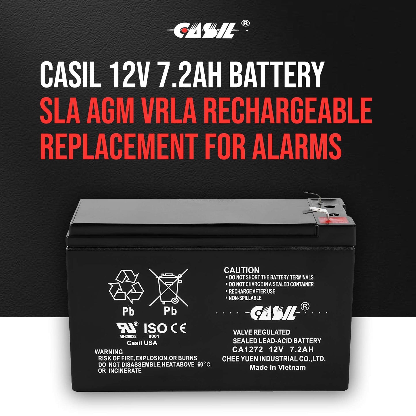Casil 12v 7.2ah Replacement Alarm Battery Compatible with PX12072-HG Verizon FiOS
