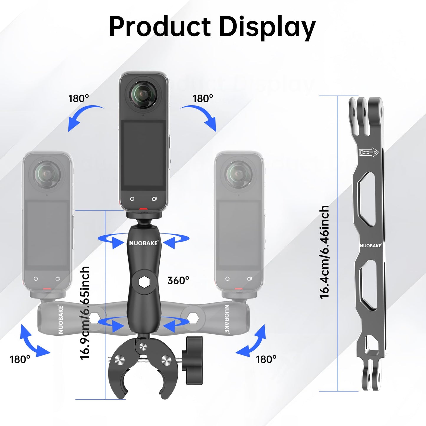 42 in 1 Motorcycle Camera Mount Kit for GoPro Insta360 DJI,Handlebar and Frame Bracket for Bars 0.63"-1.5",360° Rotating Heavy-Duty Bike Handlebar