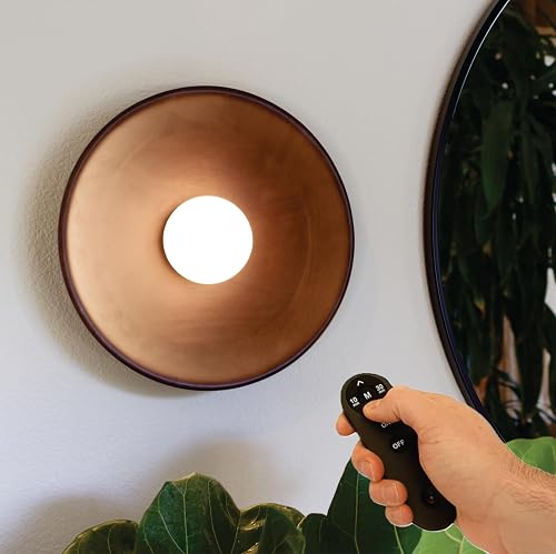 Wood Wireless Battery Operated Wall Sconce Light - Magnetic and Rechargeable Wall Lights with Remote - 10,000 mAh Battery, Lighting for Hallway