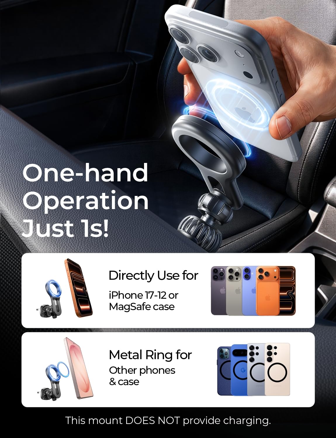 LISEN for MagSafe Car Mount, Magnetic Phone Holder for Car Vent Phone Mount, Air Vent Car Phone Holder Mount, Magnetic Car Phone Holder, Car Phone