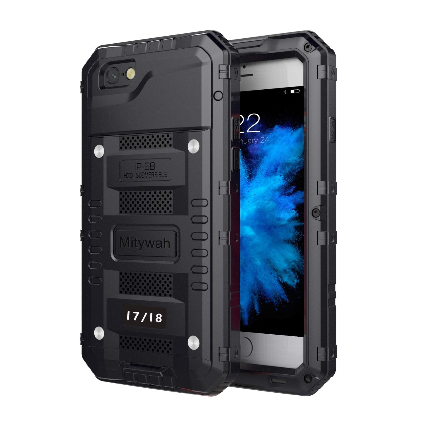 Mitywah Waterproof Case for iPhone 6/6s - Heavy Duty Shockproof with Built-in Screen Protector, Full Body Underwater Protective Metal Case Defender