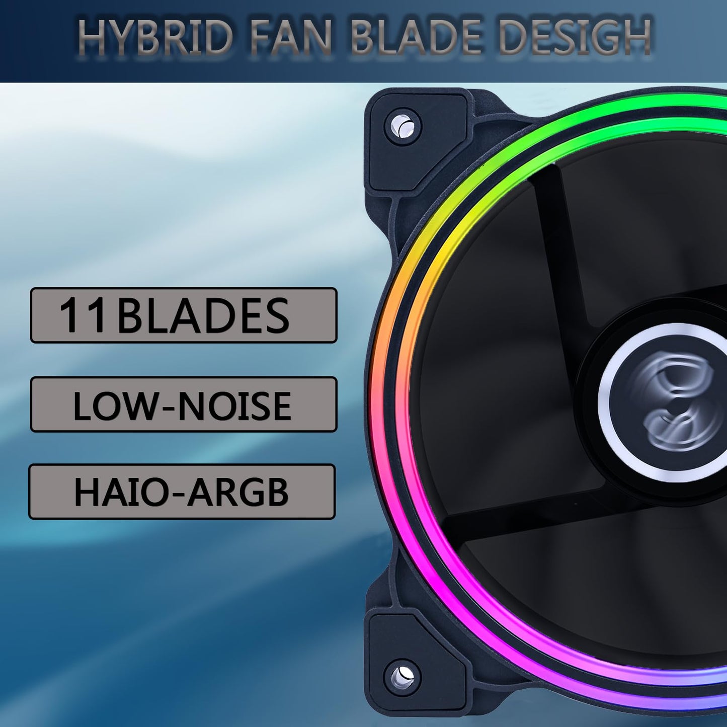 DS 120MM LED Addressable RGB Case Fan with Controller for Computer Cases, Side Lighting for PC CASE, CPU Coolers, Radiators System (3pack RGB Fans