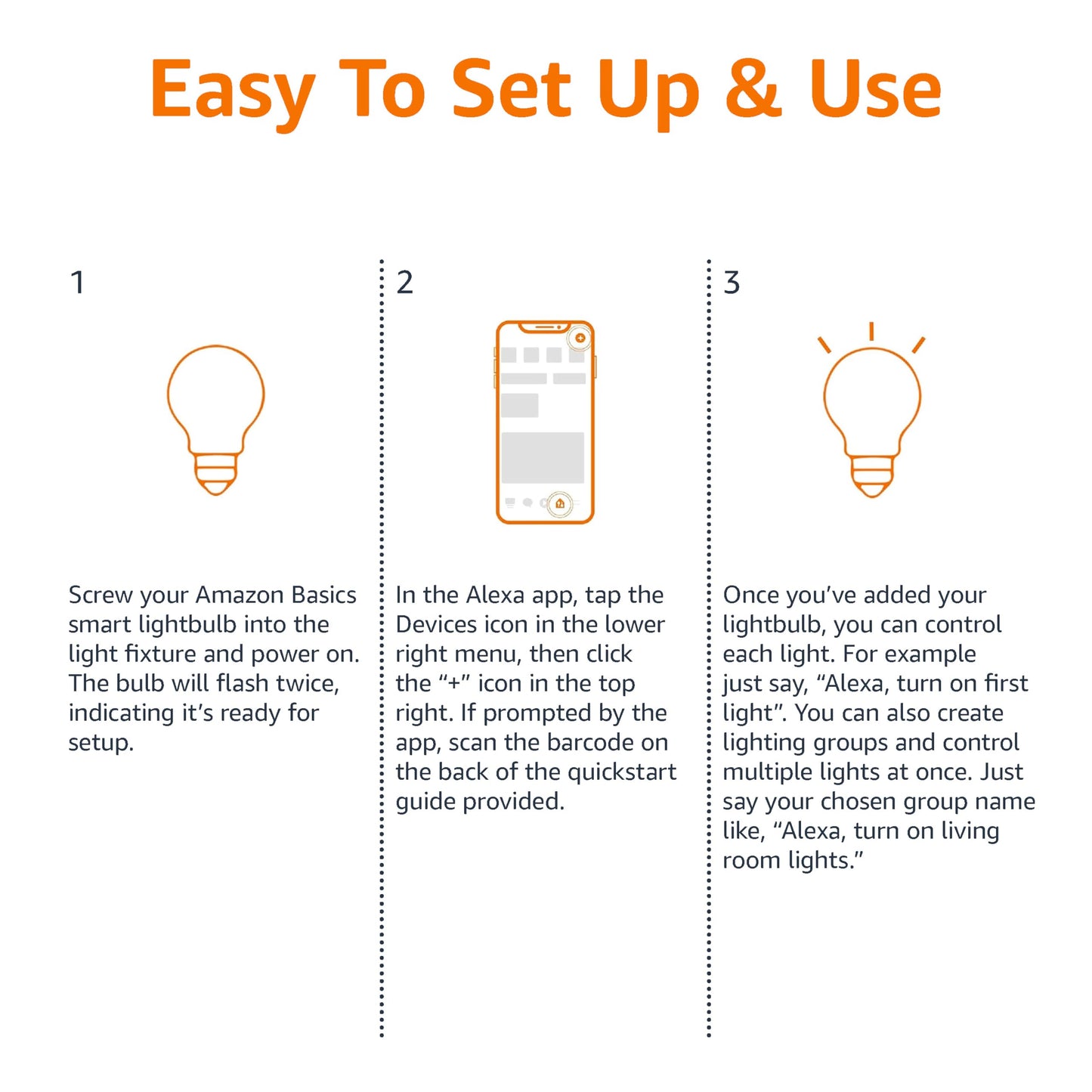 Amazon Basics Smart A19 LED Light Bulb, Dimmable Soft White (2700K), 9W (60W Equivalent), 800LM, Energy Efficient, Works with Alexa Only, 2.4 GHz
