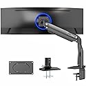 VIVO Aluminum Ultrawide Monitor Stand, Classic + USB, Fits up to 49 inch Screens, Single Articulating Pneumatic Arm, USB Ports, C-Clamp and Grommet