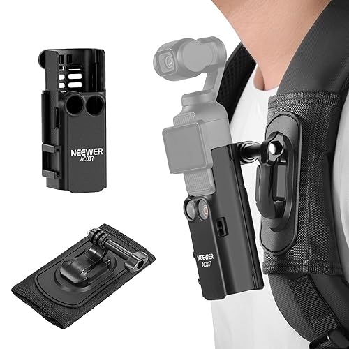NEEWER Basics 4 in 1 Accessories Kit Compatible with DJI Osmo Pocket 3, Backpack Strap Mount Kit with Bracket Cage Extension Adapter, Clip, J Buckle