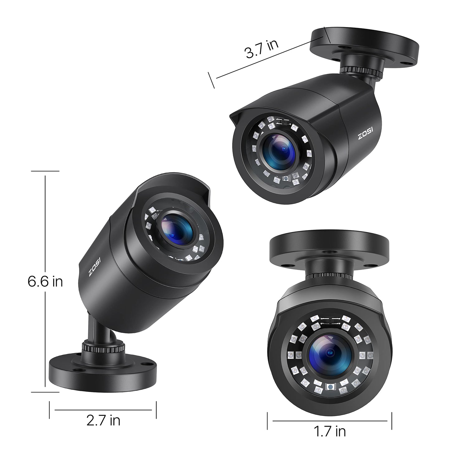 ZOSI 2.0MP 1080p 1920TVL Outdoor Indoor Security Camera,Hybrid 4-in-1 TVI/CVI/AHD/CVBS CCTV Camera,80ft IR Night Vision Weatherproof