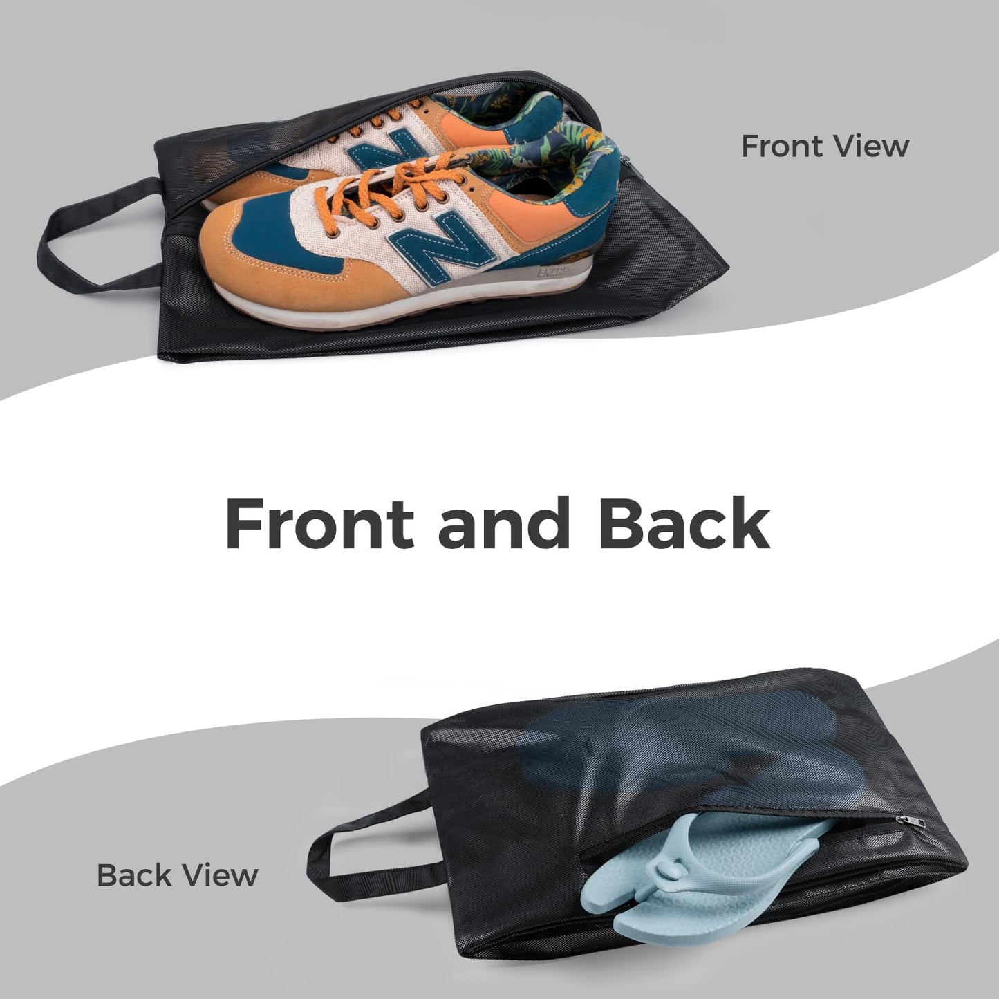 pack all Plus-Sized Shoe Bag for Travel, Water-Resistant Shoe Pouch for Gym, Odor-Resistant Soccer Cleats Bag for Sport (Dual Pocket Version)