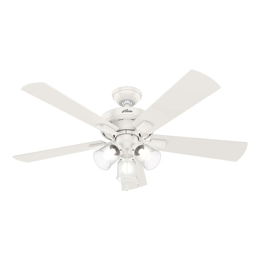 Hunter Fan 52 inch Casual Fresh White Indoor Ceiling Fan with Light Kit (Renewed)