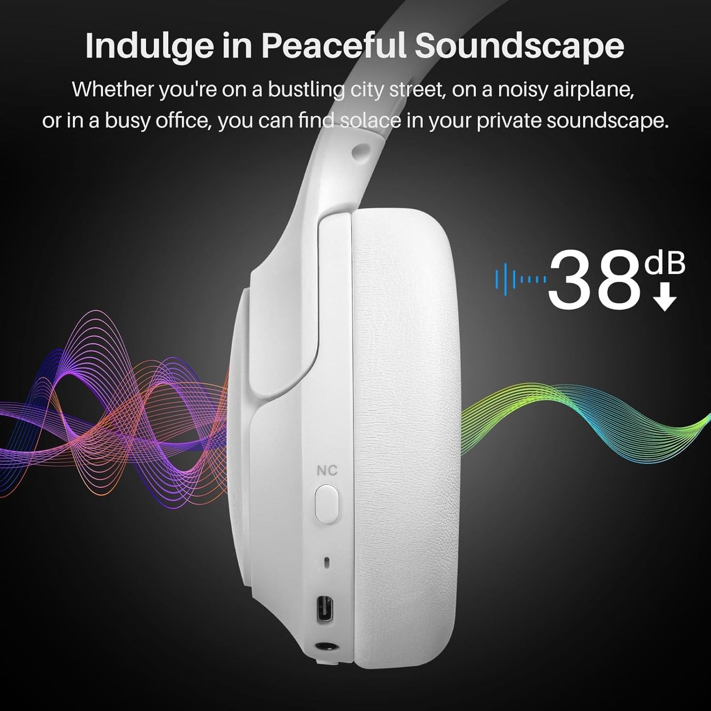 TOZO Hybrid Noise Cancelling Headphones, 90H Playtime Wireless Over Ear Bluetooth Headset, Spatial Audio AI Chat with 5 Mics, Supports Dual…