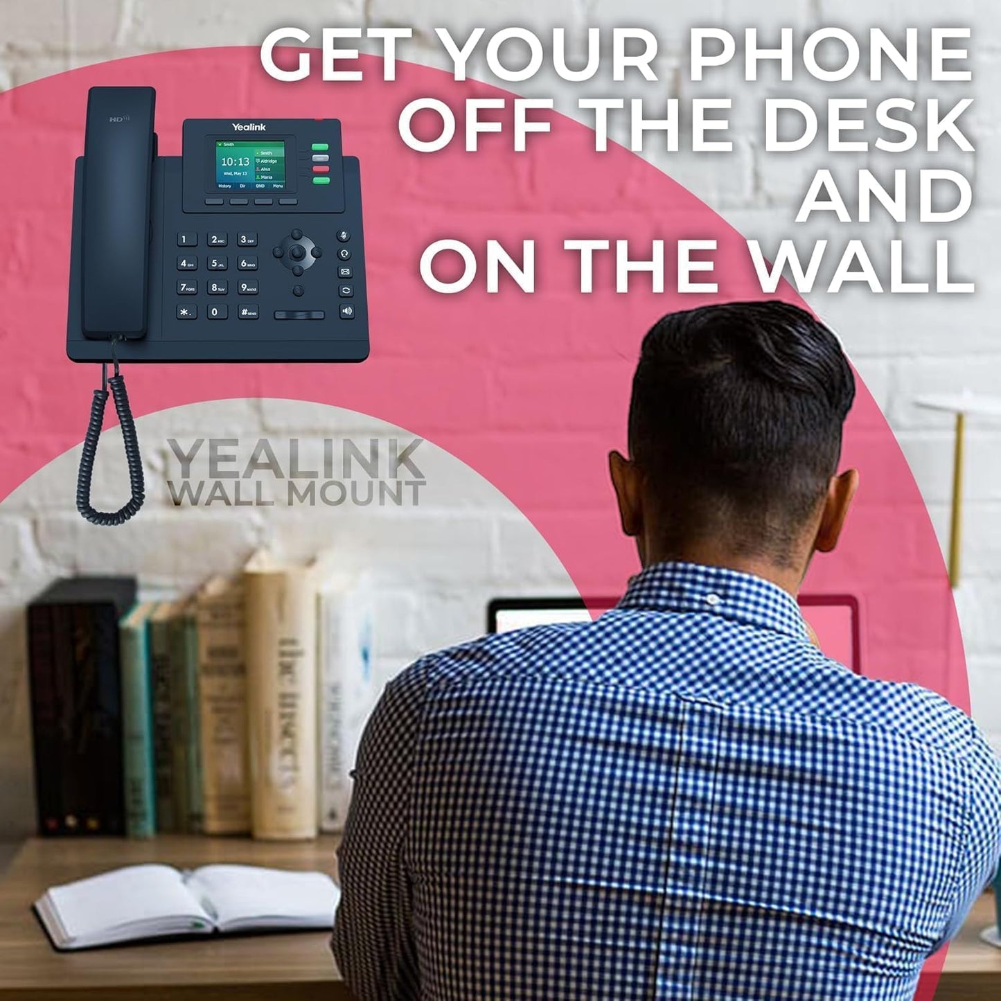 Yealink Wall Mount Bracket T31G and T31P IP Phones, Secure Dock for Offices, Call Centers, Clinics - Durable Build, Fast Easy Installation, Free Desk