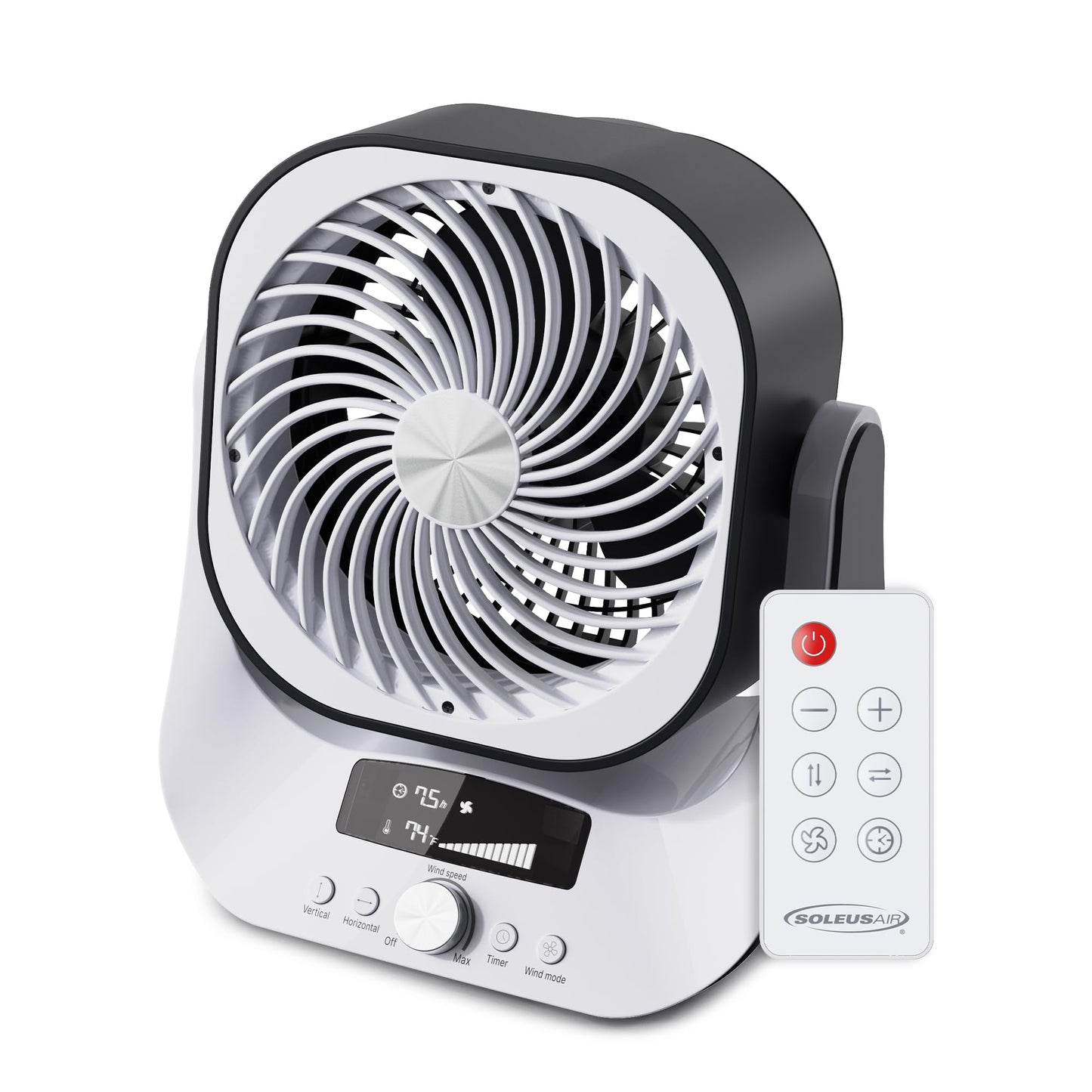 Soleus Air Circulator Fan with 12 Fan Speeds, Automatic 2-Way Oscillating, Digital Display, 7.5 Hour Auto Timer,Quiet, with Remote Control, Outdoor