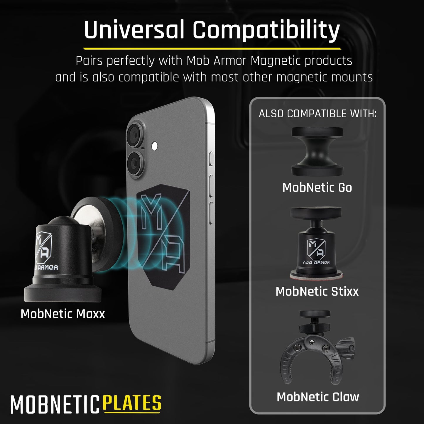 Mob Armor MobNetic Plates (2 Pack) - Compatible with Mob Magnetic Phone Mount for Car - Universal Smartphone Mounting Plates - Best Vehicle Accessory