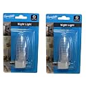 Set of 2 Night Light On/Off Switch UL Certified White Base Clear See Thru Top Suitable for Bathroom, Bedroom, Hallway (Traditional)
