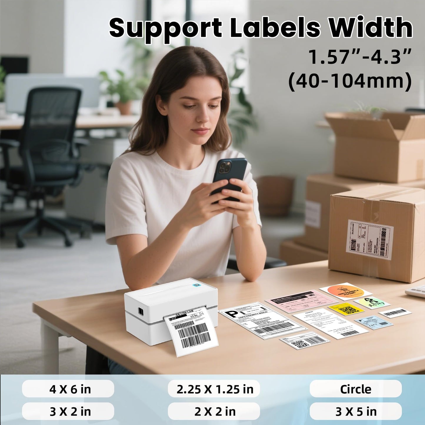 Anycash Bluetooth Thermal Label Printer, Wireless 4x6 Shipping Label Printers for Small Business, Compatible with Android&iOS and Windows, Address