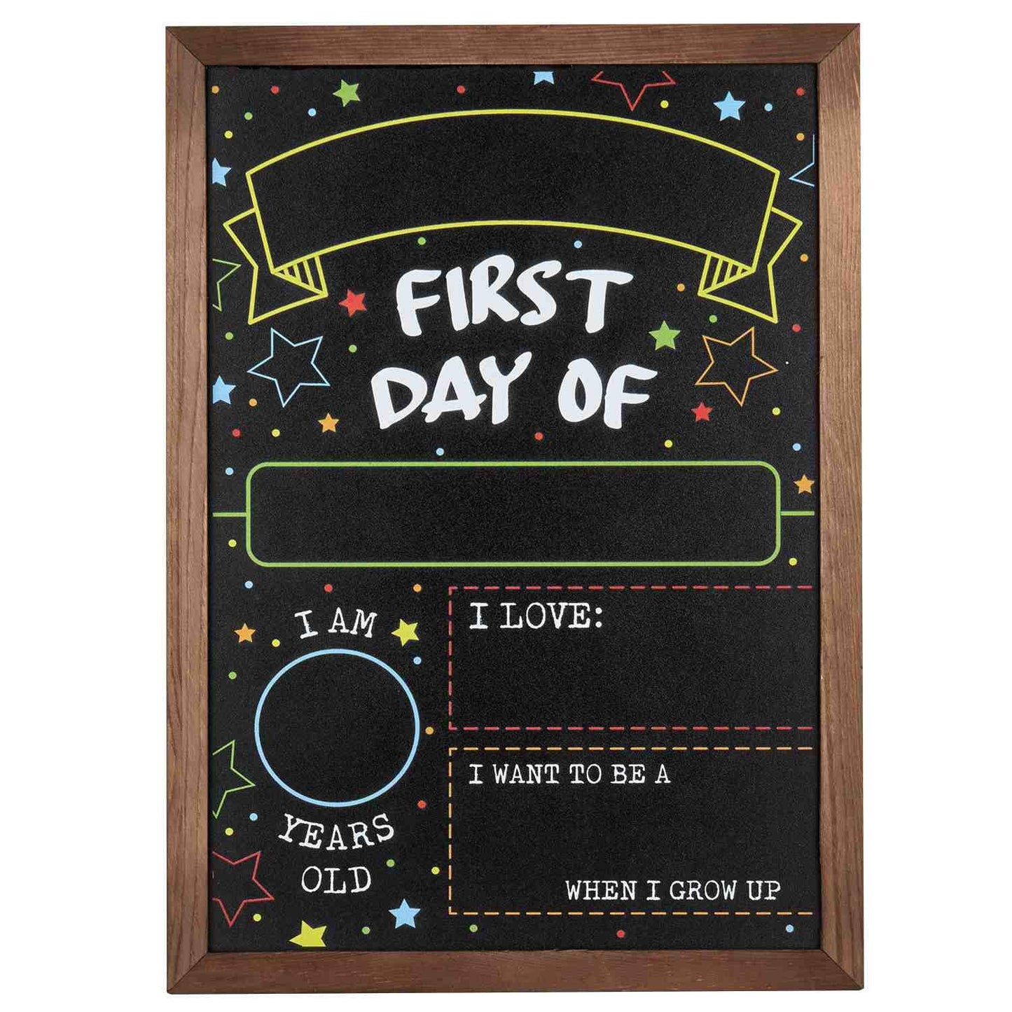First Day Last Day of School Chalkboard - Sign with Frame - 14" x 10"