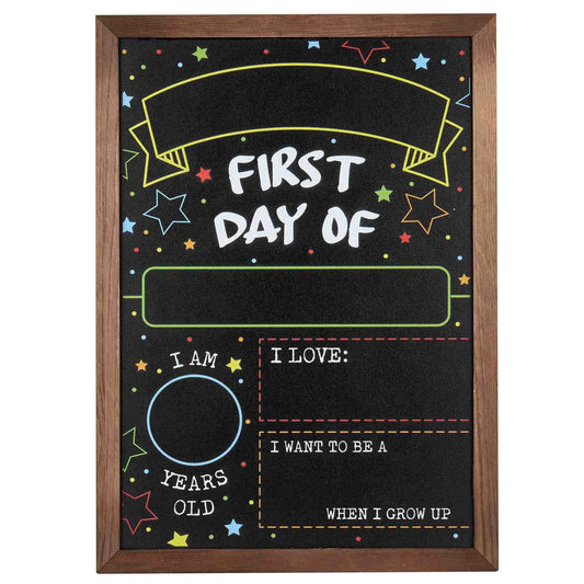 First Day Last Day of School Chalkboard - Sign with Frame - 14" x 10"