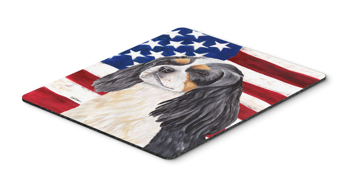 Caroline's Treasures SC9114MP USA American Flag with Cavalier Spaniel Mouse Pad, Hot Pad or Trivet for Home Office Gaming Working Computers Laptop