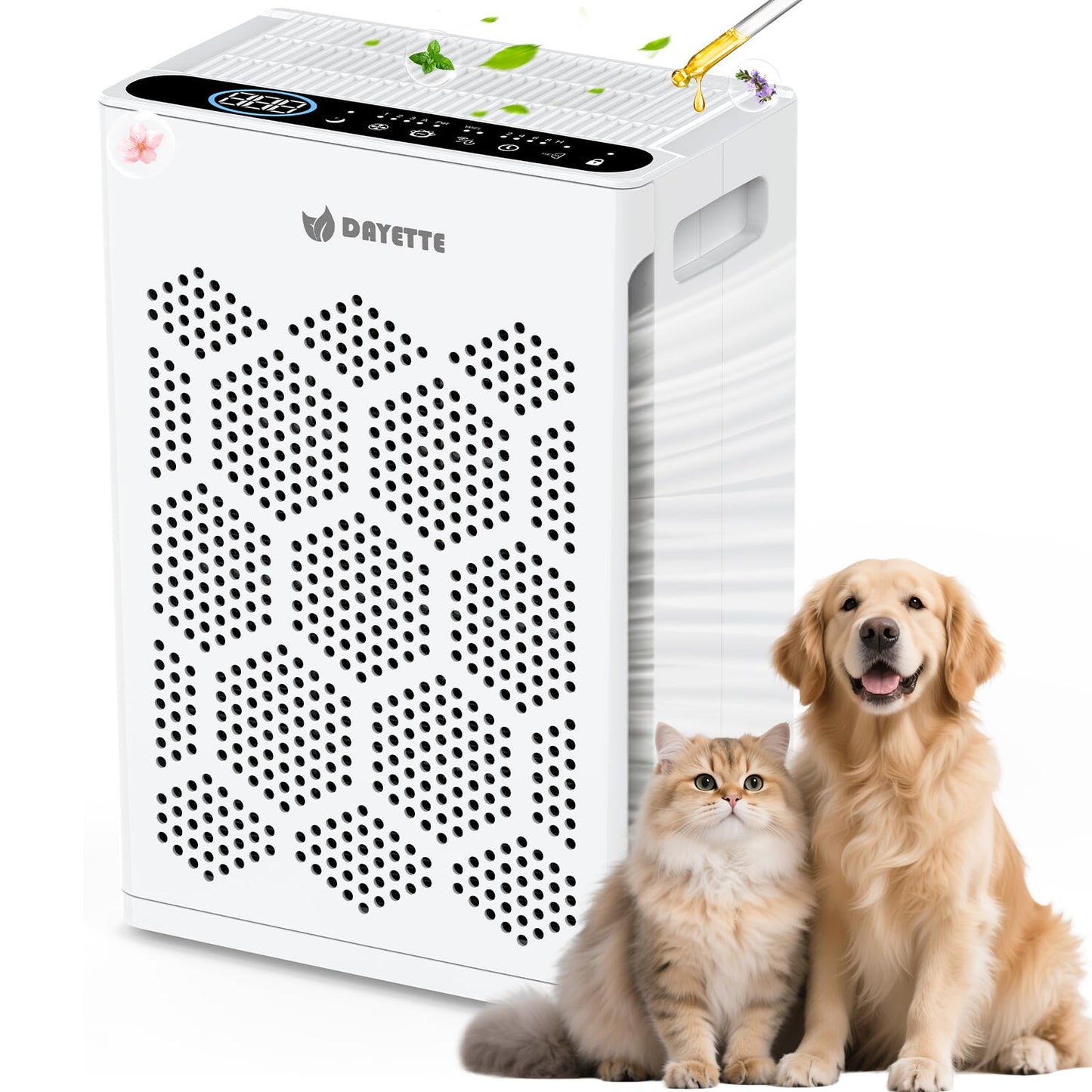 DAYETTE Air Purifiers for Home Large Room Up to 1800 Ft² with HEPA 14 Filter, Pet Air Purifier with Washable Prefilter for Bedroom with Fragrance, Air