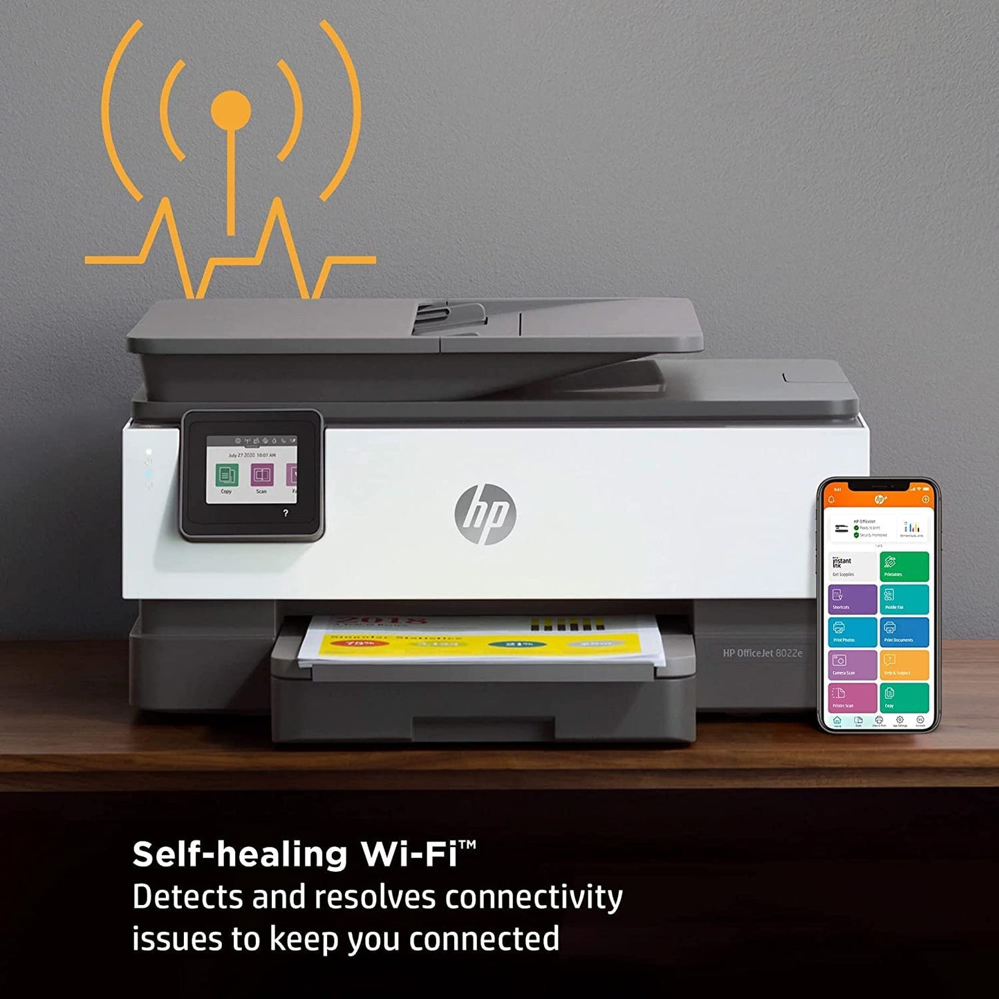 HP OfficeJet 8022e All-in-One Color Inkjet Wireless Printer Scanner Copier with 6-months Instant Ink Included Phone Computer Printers for Home Use