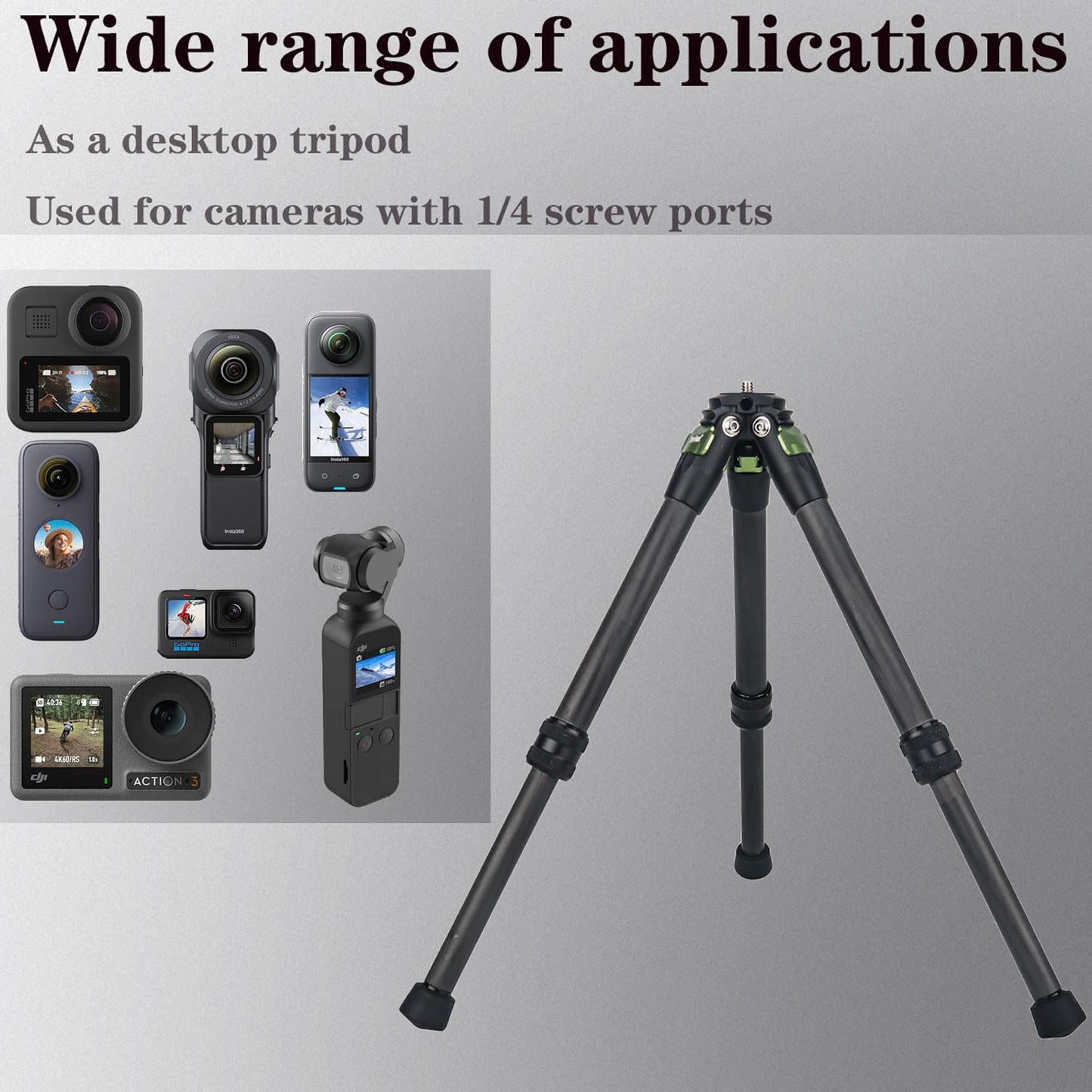Universal Mini Tripod Desktop Travel Carbon Fiber Tripod for insta360 X4 Insta 360 one X4 X3 X2 X RS R for Gopro Go pro Hero 13 12 11 10 9 8 7 6 5 4 3