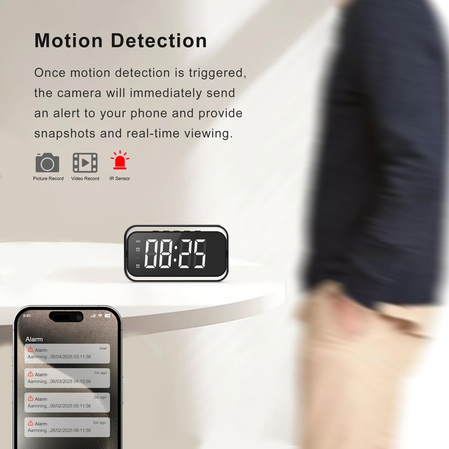 QAOLZCC Wireless-Security-Mini-Camera, 4K Real Full HD Nanny Cam for Home Security, Night Vision & Motion Detection Alerts, Security Recording