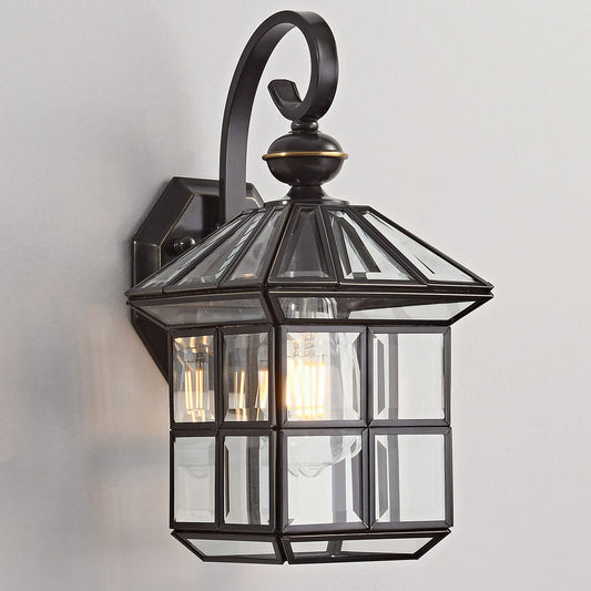 Milaii Copper Bronze Outdoor Wall Lights, 13.4" H Vintage Exterior Lantern Light Fixture Anti-Rust Waterproof Wall Mount Lamp with Clear Glass E26