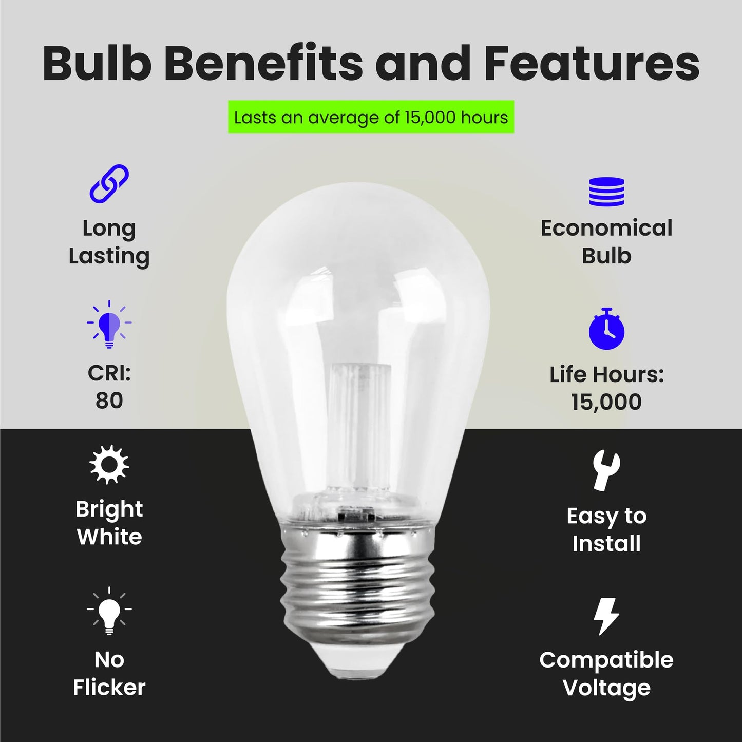 Feit Electric BPS14/SU/LED Non-Dimmable Led Bulb, 1.5 W, 120 V, 80 Lumens, 3000K, 1-1/2 in Dia X 3-1/4 in L, Warm White