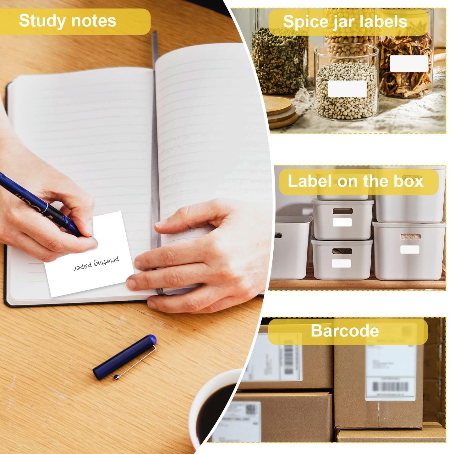 14Rolls Thermal Sticker Paper for Mini Printer Sticker Maker,53 X 28mm,Self-Adhesive Mini Thermal Printer Paper,White Portable Thermals Labels