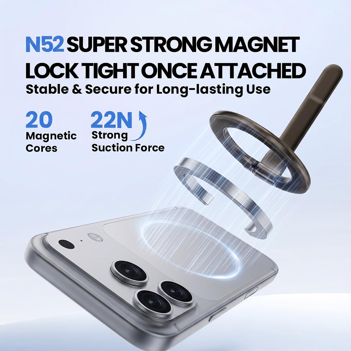 Magnetic Phone Holder for MagSafe, Adjustable Foldable Phone Stand with Strong Magnet, Metal Desk Stand, Belt Clip Magnetic Tool Holder, Shirt Collar