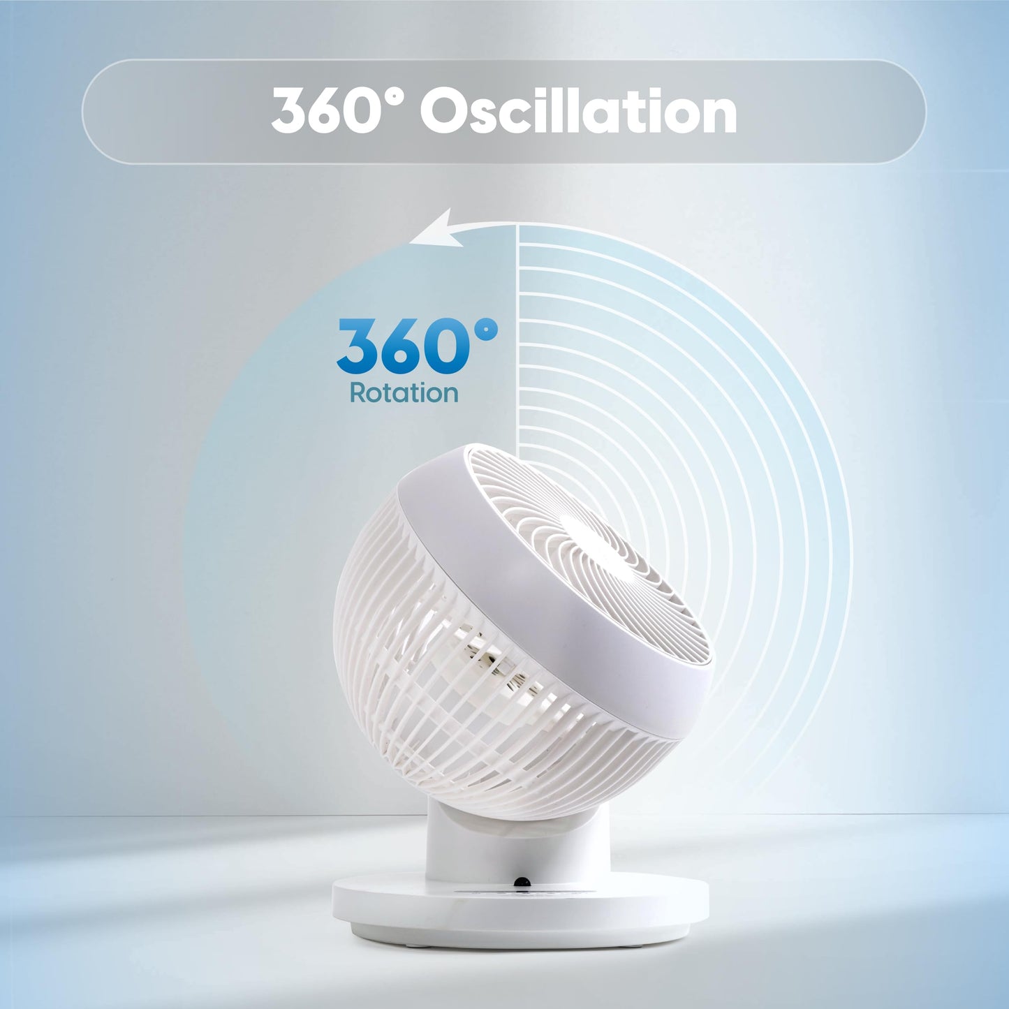IRIS USA WOOZOO Air Circulator Fan with Remote, 360° Oscillation, 3 Speeds, 75ft Max Air Distance, Quiet Motor, Small Fan for Bedroom, Office, Dorm