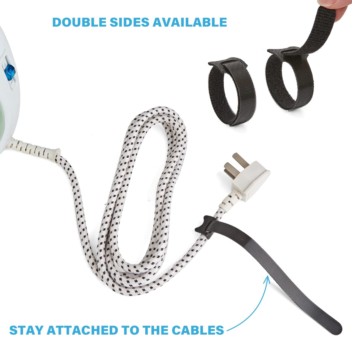 NBTORCH 90 PCS Reusable Cable Ties 4+6+8 Inch, Adjustable Hook and Loop Straps for Cord Organization, Wire Management - Home, Office, Garage