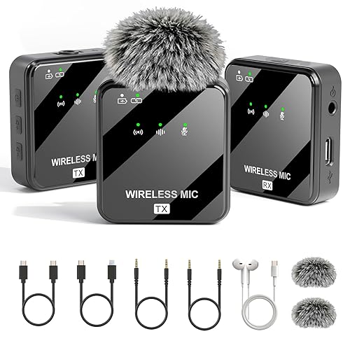 MeloJungle K63 Wireless Lavalier Microphone for iPhone/USB-C Phone,Camera,Tablet and Mac,mini iPhone Microphone for Video
