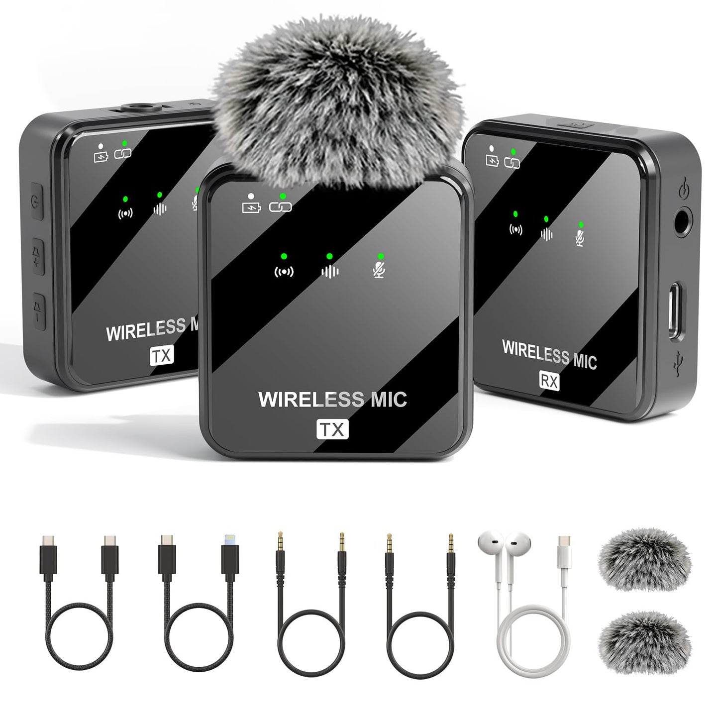 MeloJungle K63 Wireless Lavalier Microphone for iPhone/USB-C Phone,Camera,Tablet and Mac,mini iPhone Microphone for Video