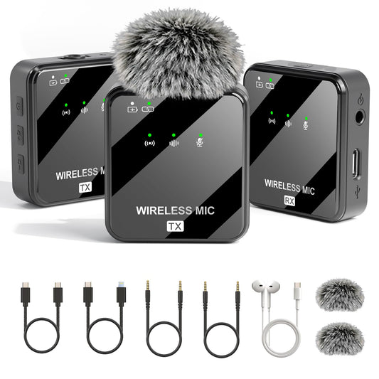 MeloJungle K63 Wireless Lavalier Microphone for iPhone/USB-C Phone,Camera,Tablet and Mac,mini iPhone Microphone for Video
