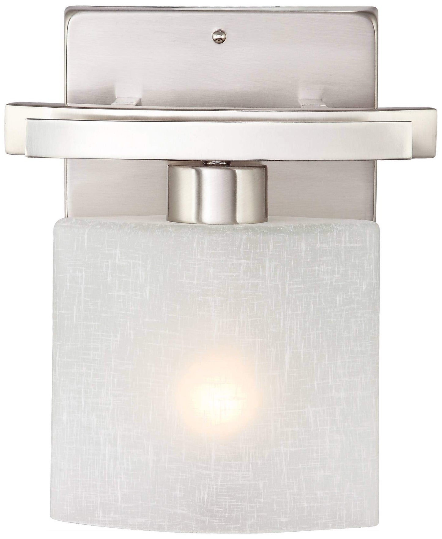 Possini Euro Design Modern Wall Sconce Lighting Brushed Nickel Silver Metal Hardwired 9 1/2" High Fixture White Linen Glass for Bedroom Bedside Living