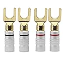 Y Spade Plug,Speaker Spade Connector, Fork Spade Plug 45 Degree for Speaker Wire, Plug Audio Jack Connector Pure Copper for Speaker Wire,Screw Locking