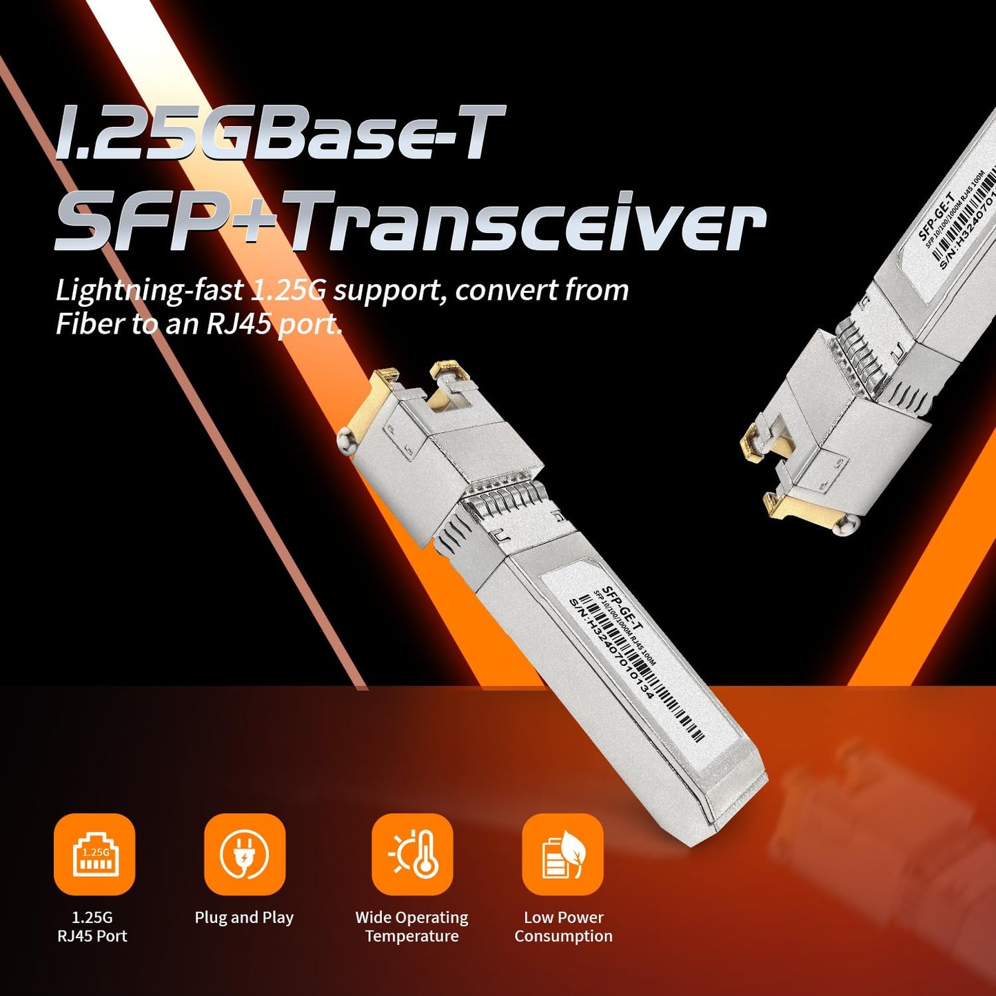 Bliyee 1000Base-T RJ45 SFP Module | 1.25G Copper SFP Transceiver | SFP to Ethernet | Hot Pluggable | Plug and Play | Durable Metal Casing | Versatile