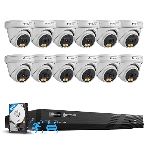 4COVR 4K PoE Security Camera System 16 Channel, 2-Way Talk & Smart Full Color Night Vision, AI Smart Detection, 4TB NVR Surveillance for Business, 12X