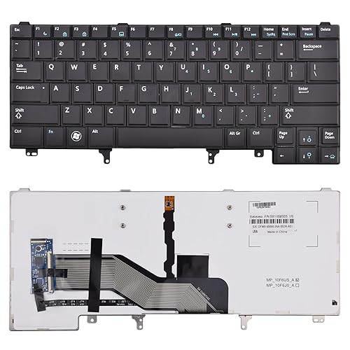 SUNMALL Replacement Keyboard with Backlit Compatible with Dell Latitude E5420 E5430 E6220 E6320 E6330 E6420 E6430 E6440 Series US Layout Black