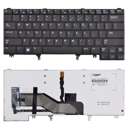 SUNMALL Replacement Keyboard with Backlit Compatible with Dell Latitude E5420 E5430 E6220 E6320 E6330 E6420 E6430 E6440 Series US Layout Black
